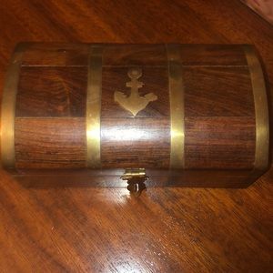wooden, treasure chest shaped box